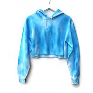 Myrrhe Cropped Hoodie Ocean Blue Womens New Small